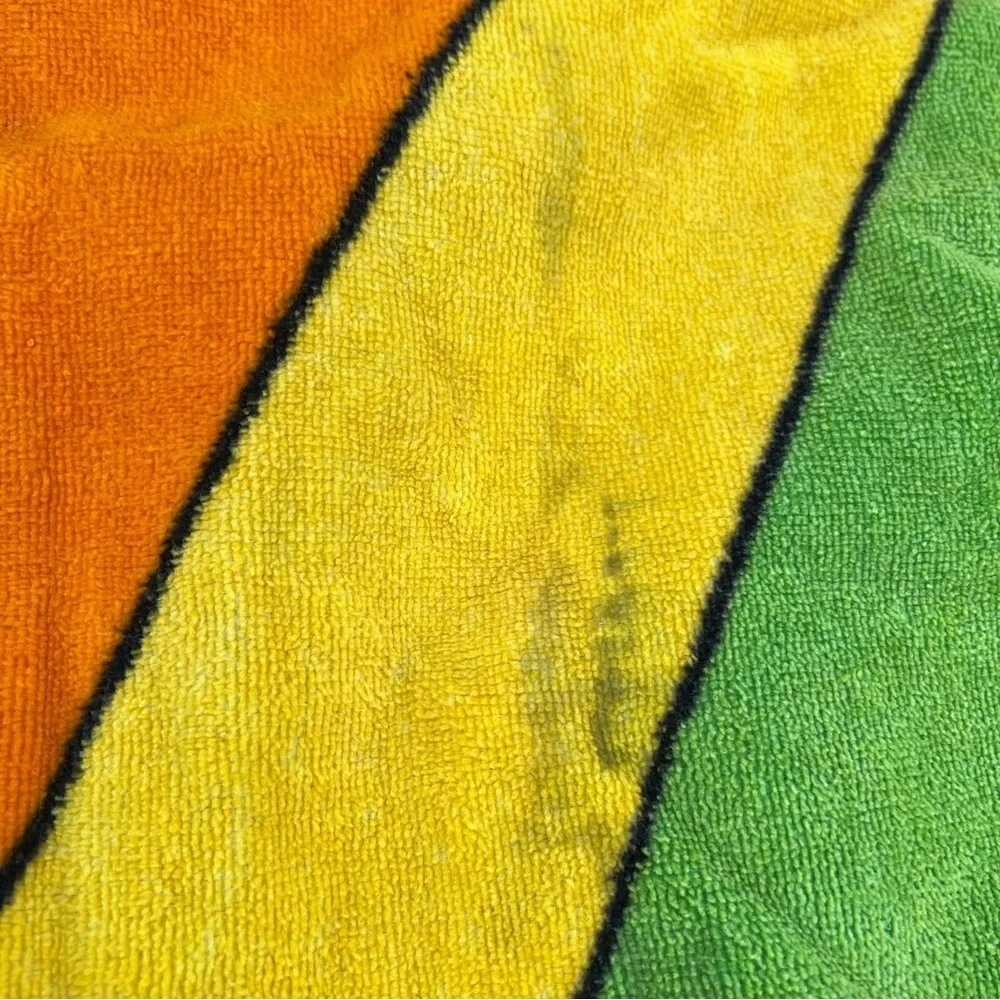 Vintage 80s TerriMondo Retro Rainbow Beach Towel 54 x 28.5 Cotton Israel FLAWS